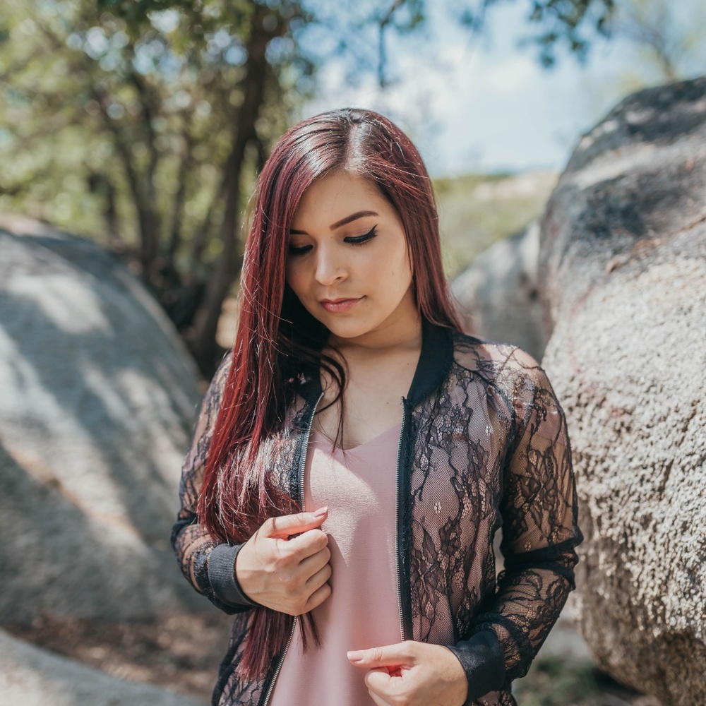 Black Lace Bomber Jacket